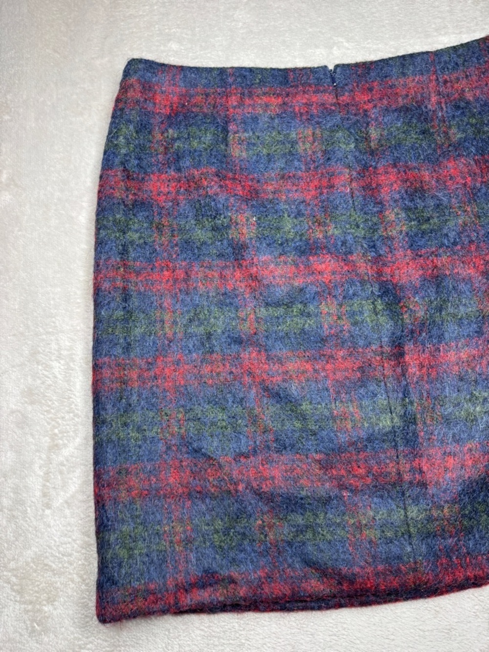 Talbots Wool Alpaca Blend Plaid Red Green Blue Straight Academia Mini Skirt 16 - Picture 11 of 15